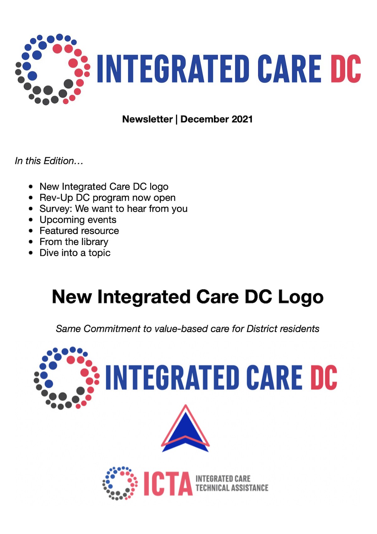Integrated Care DC December 1 Newsletter Image