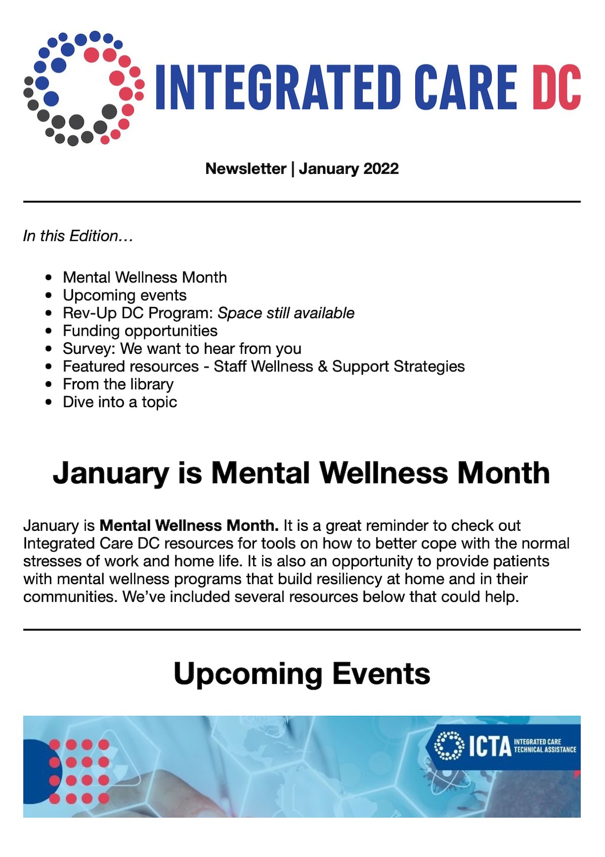Integrated Care DC January 1 Newsletter Image