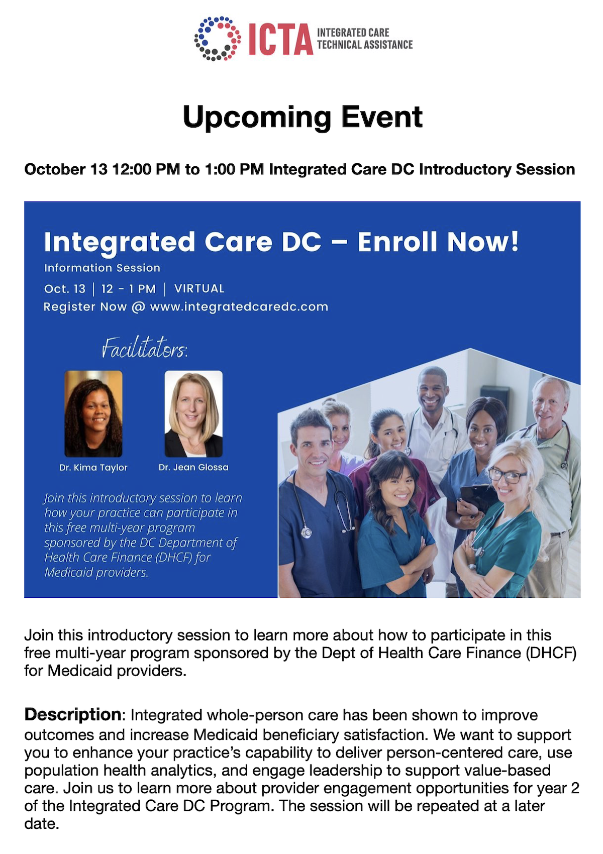 Integrated Care DC September Newsletter Image