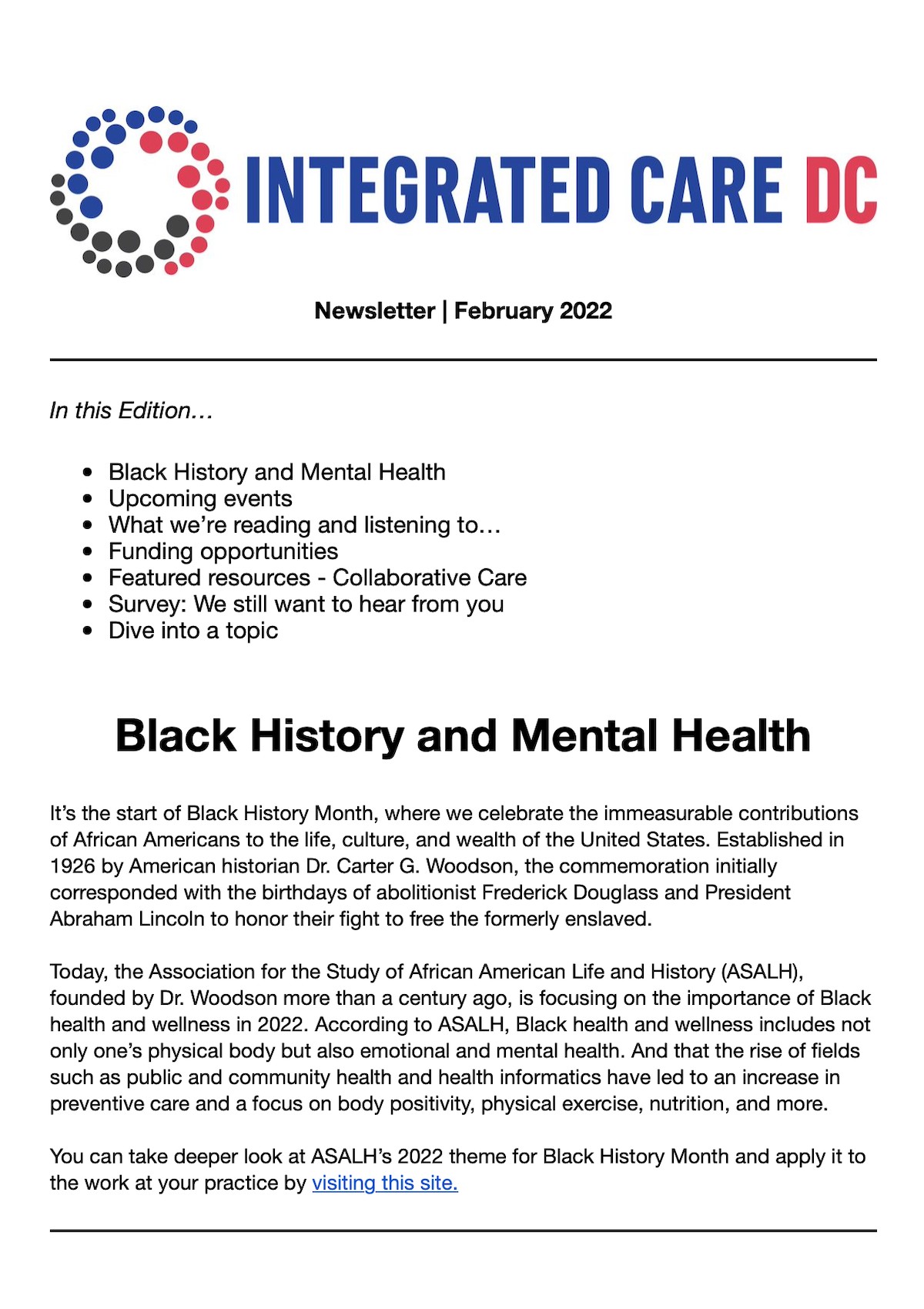 Integrated Care February Newsletter Image