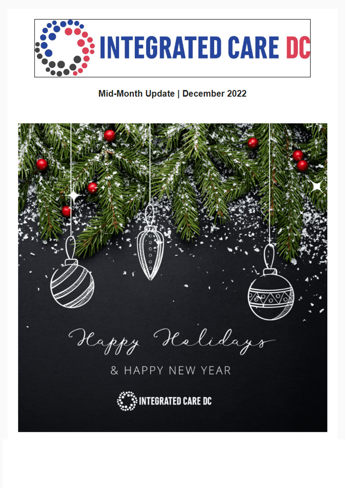 Integrated Care DC December Newsletter Image
