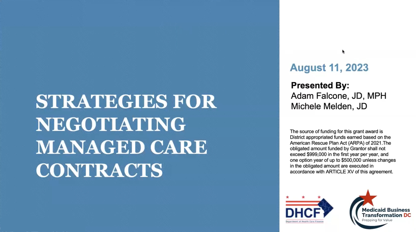 Strategies for Negotiating Managed Care Contracts – VBP Legal Training Part 1